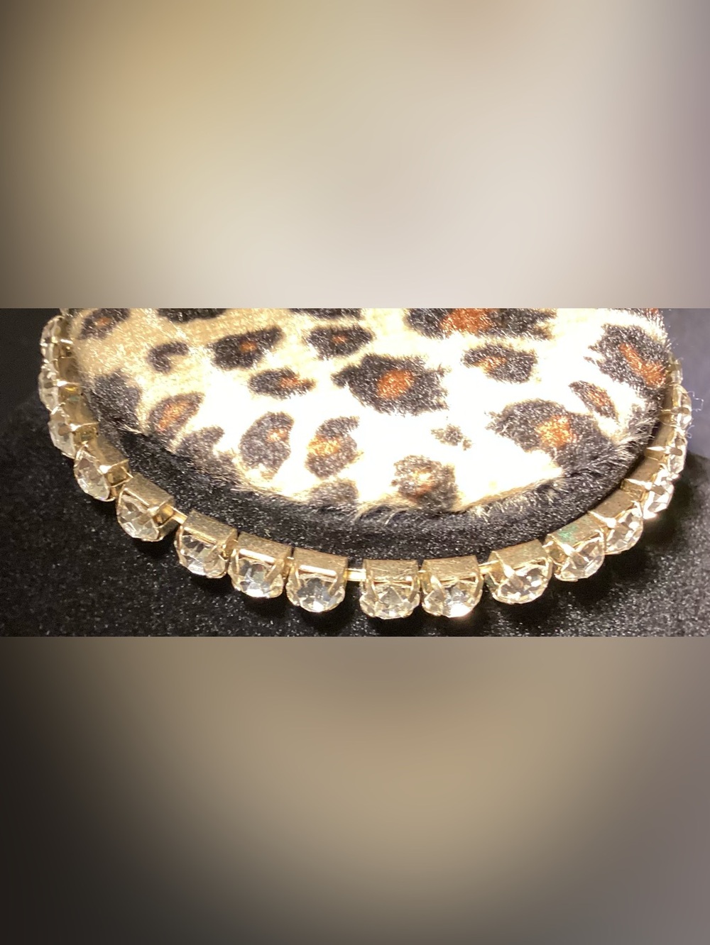 Gold Tone Crystal Link Tennis Bracelet w. Stretch- Clear Stones - Picture 4 of 6